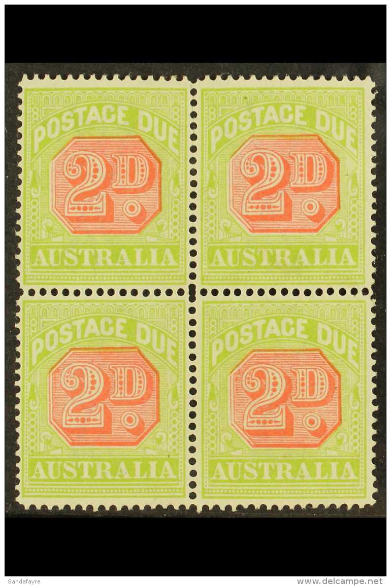 POSTAGE DUES 1912 - 1923 2d Scarlet And Pale Yellow Green, SG D81, Superb Mint Block Of 4. For More Images, Please... - Autres & Non Classés