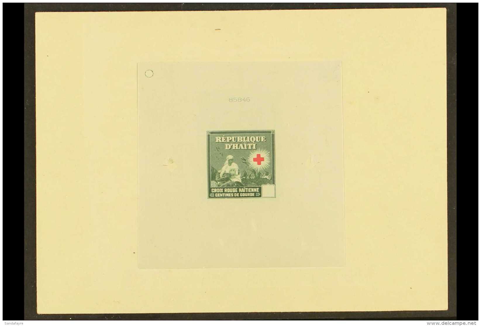 RED CROSS HAITI 1945 MASTER DIE PROOF In Dark Blue-green (5c Issued Colour), Blank Value Tablet, As Scott 361/7,... - Zonder Classificatie