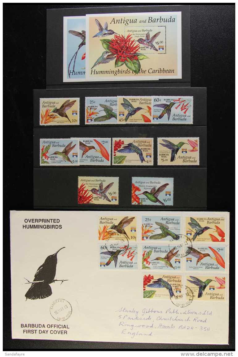 HUMMINGBIRDS BARBUDA MAIL 1993 Hummingbirds Complete Set With Both Mini-sheets, SG 1425/1432 And MS1433, Both $6... - Zonder Classificatie