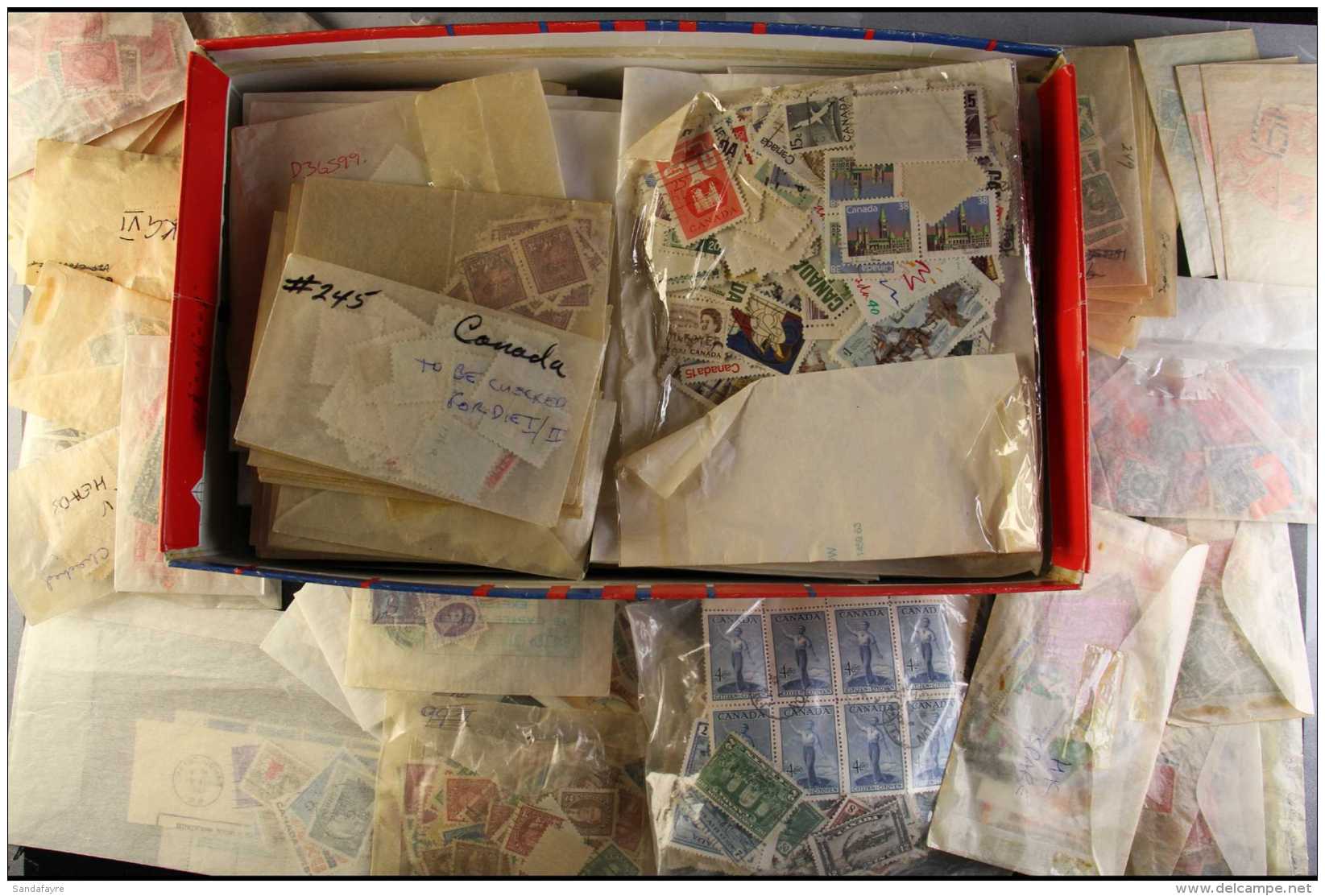 COMMONWEALTH GLASSINE BONANZA A Shoebox Filled With An All Reign, Mostly Used Range In Glassine Envelopes &amp;... - Autres & Non Classés