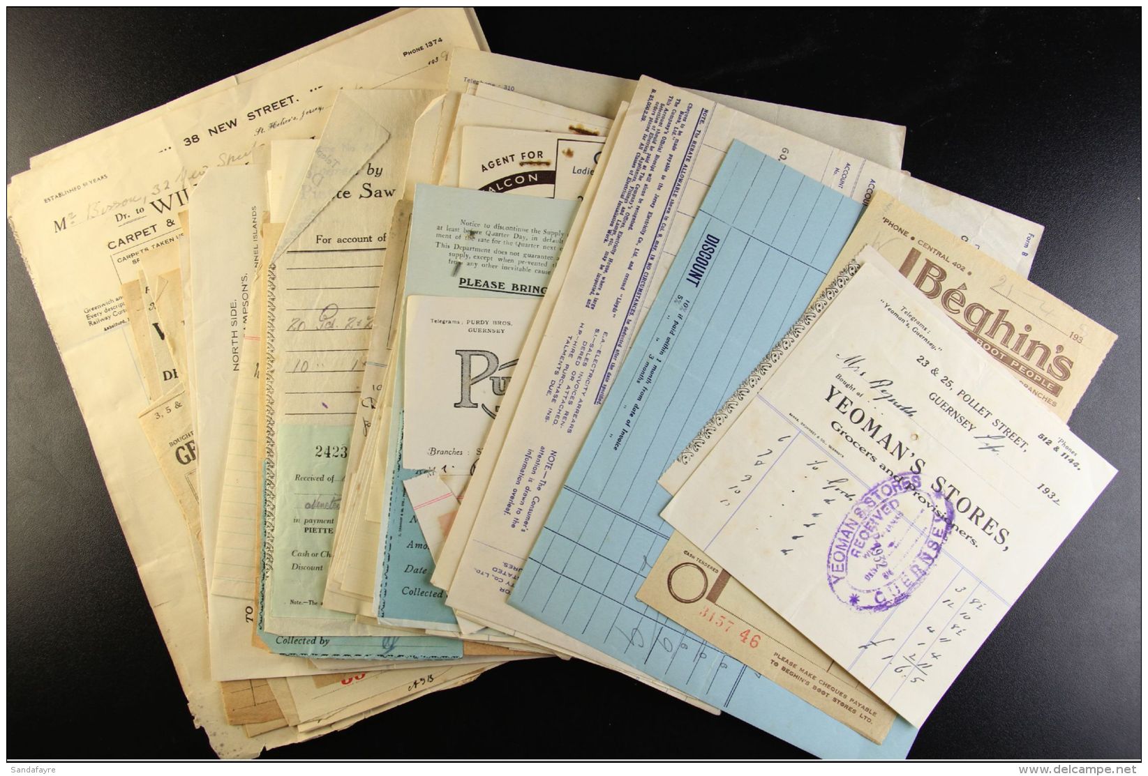CHANNEL ISLANDS An Interesting Assembly Of Jersey And Guernsey 1930's Bill Heads And Receipts From A Good Range Of... - Andere & Zonder Classificatie