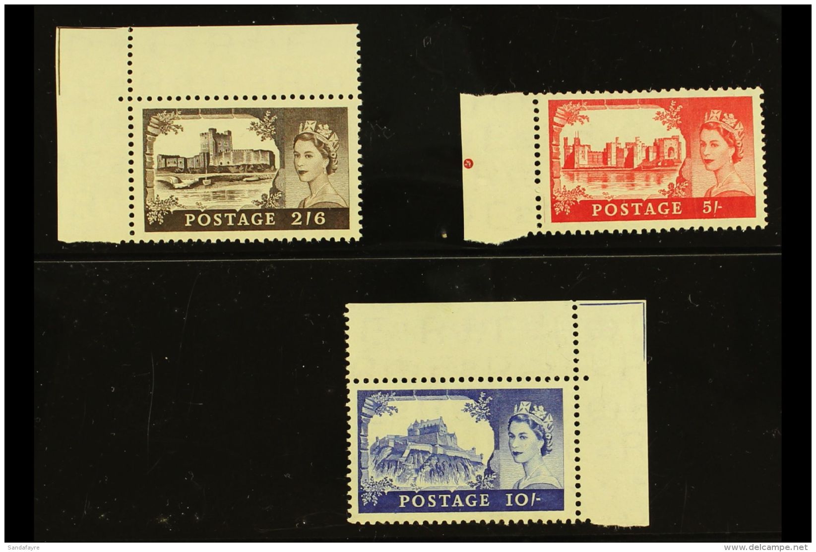 1955 (wmk St Edward's Crown) Waterlow Castles Set To 10s, SG 536/38, Never Hinged Mint Marginal Examples. (3... - Andere & Zonder Classificatie