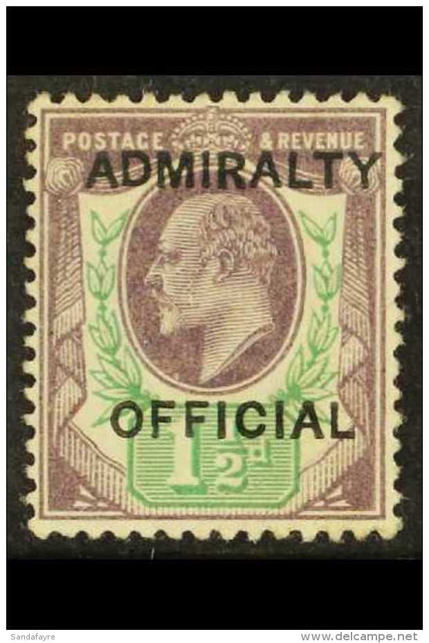 ADMIRALTY OFFICIAL 1903 1&frac12;d Dull Purple And Green, SG O103, Very Fine Lightly Hinged Mint. For More Images,... - Non Classificati