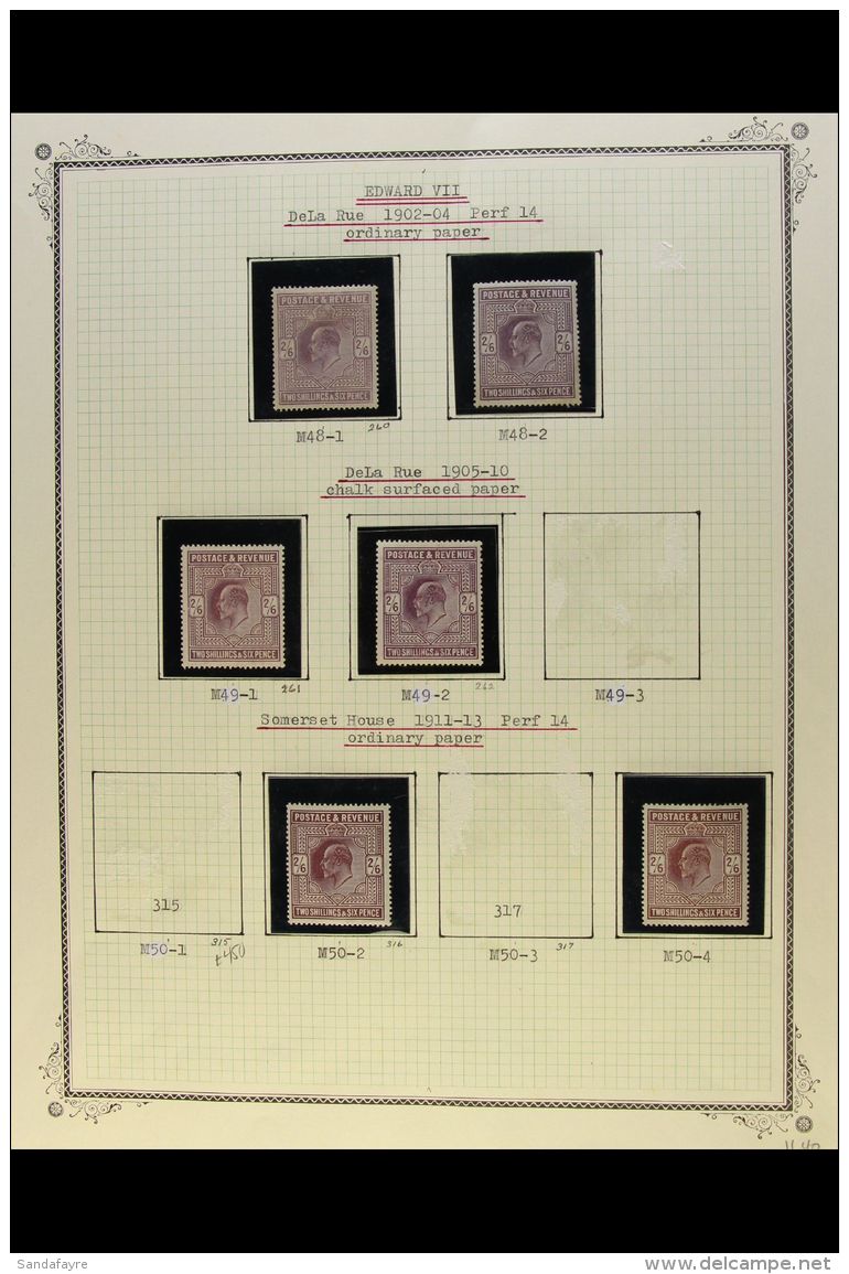 1902 - 1913 2s6d LILACS / PURPLES SPECIALIZED SHADE GROUP. A Small Group Of Fresh Mint 2s6d Stamps Identified By... - Unclassified