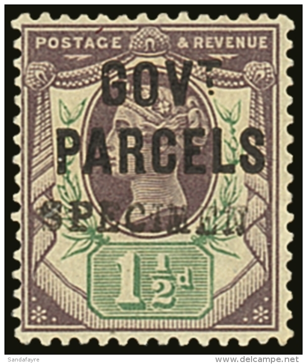 OFFICIAL 1887 1&frac12;d Dull Purple &amp; Pale Green Ovptd "GOVT PARCELS" And Handstamped "SPECIMEN" SG.... - Autres & Non Classés