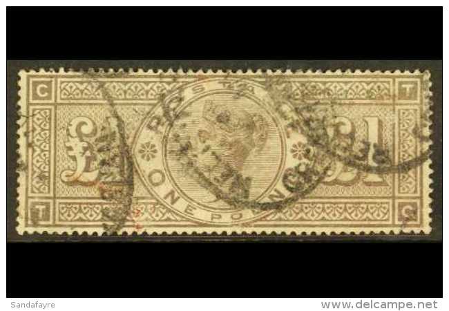 1888 &pound;1 Brown-lilac, "ORBS" ERROR OF WATERMARK, SG 186, Used With Trace Of Red Crayon &amp; Minor Wrinkles.... - Autres & Non Classés