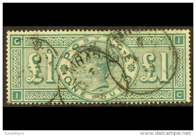 1887-92 &pound;1 Green, SG 212, Used With Cds Pmks, Light Vertical Mark At Left.  For More Images, Please Visit... - Autres & Non Classés