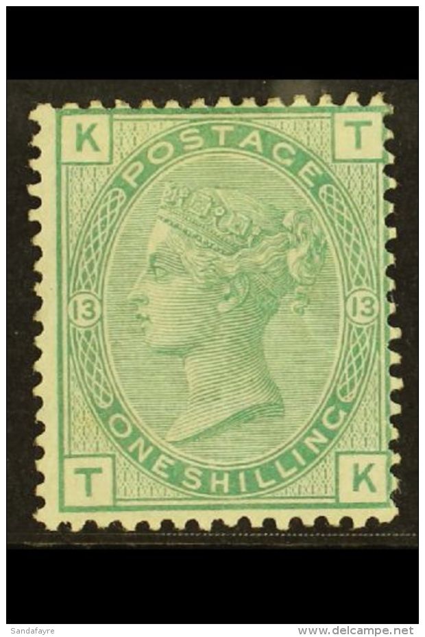 1873-80 1s Green Plate 13, Wmk Spray, SG 150, Lightly Hinged Mint. A Lovely Fresh Stamp, Cat &pound;650. For More... - Autres & Non Classés