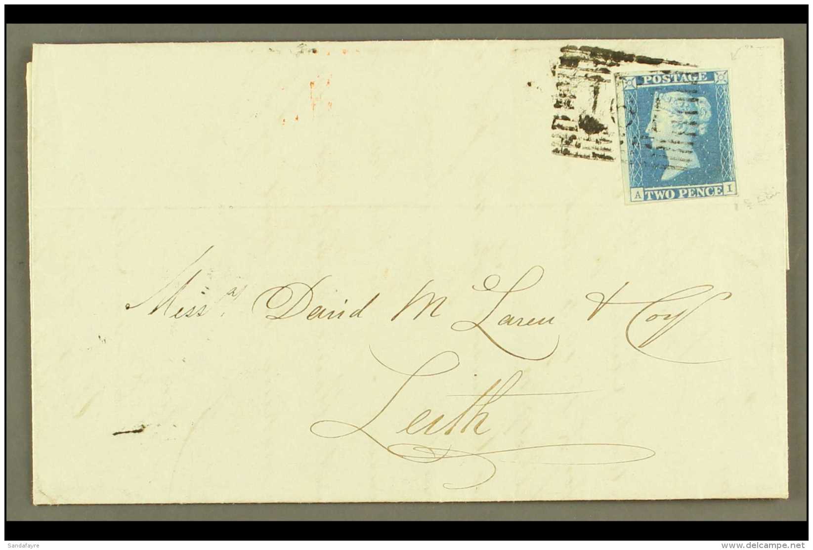 1841 2d Blue With 4 Margins Tied To 1846 (4th May) EL From Grangemouth To Leith, Stamp Tied By "161" Numeral. An... - Autres & Non Classés