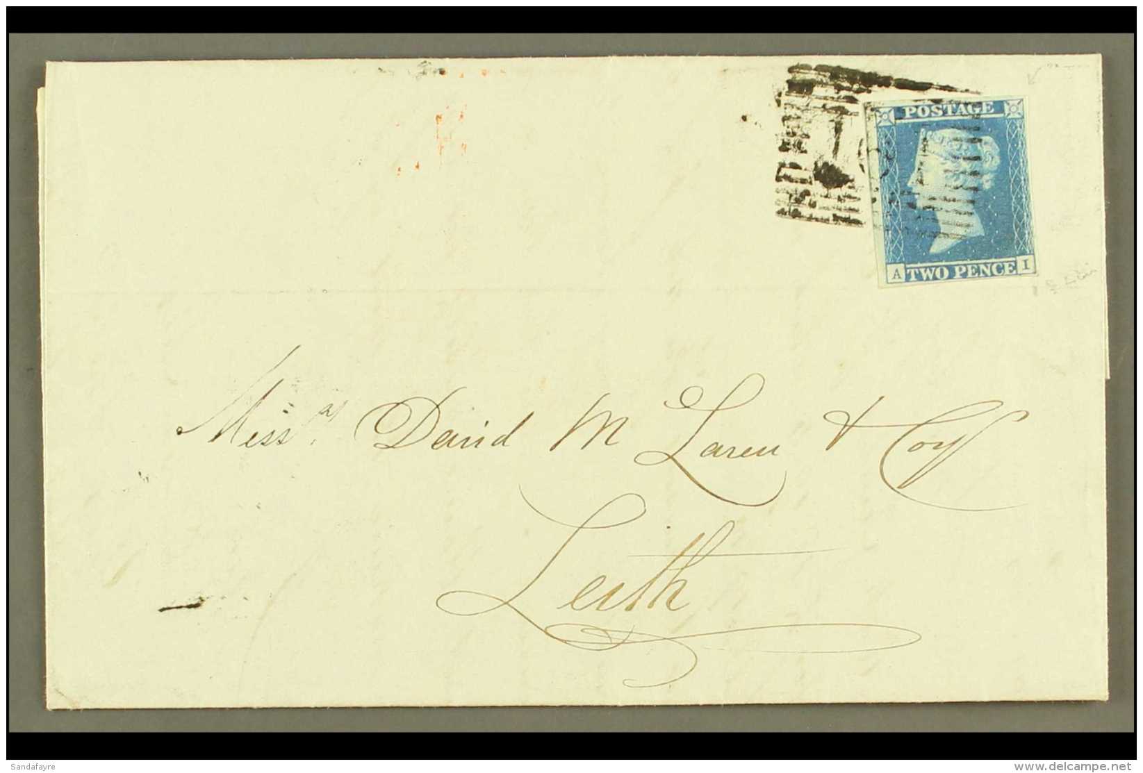 1841 2d Blue With 4 Margins Tied To 1846 (4th May) EL From Grangemouth To Leith, Stamp Tied By "161" Numeral. An... - Andere & Zonder Classificatie