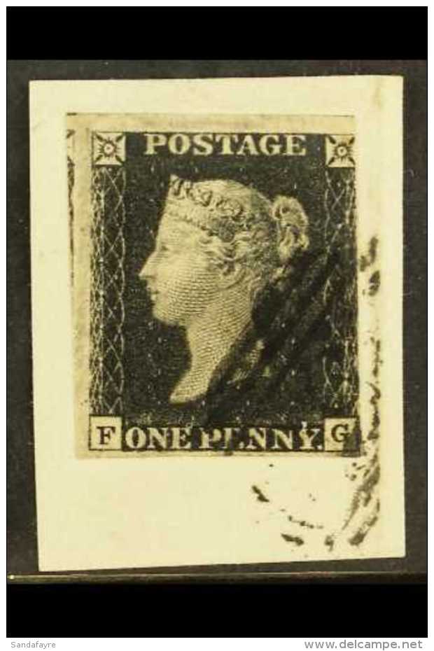 1840 1d Intense Black 'FG' Plate 6 Cancelled By 1844 - TYPE BARRED NUMERAL CANCELLATION, SG 1k, Fresh And... - Non Classés