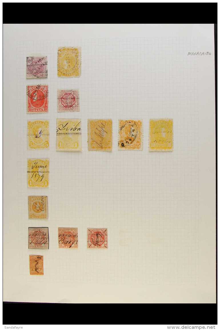 1859-93 EARLY POSTMARKS COLLECTION A Small Collection Of 19th Century Stamps Displayed On A Pair Of Album Pages.... - Venezuela