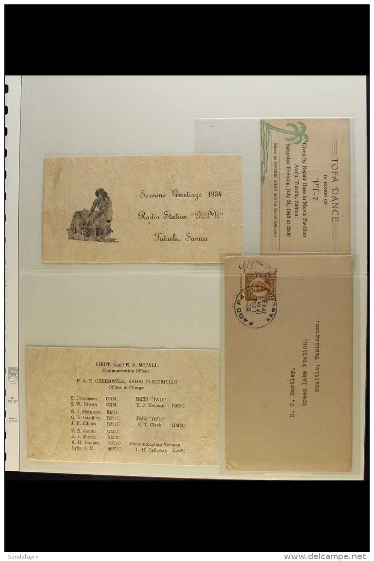 AMERICAN SAMOA EPHEMERA Nice Group Of Items, Blank, Undated, Invite To Government House, C.1935 Christmas Card On... - Autres & Non Classés