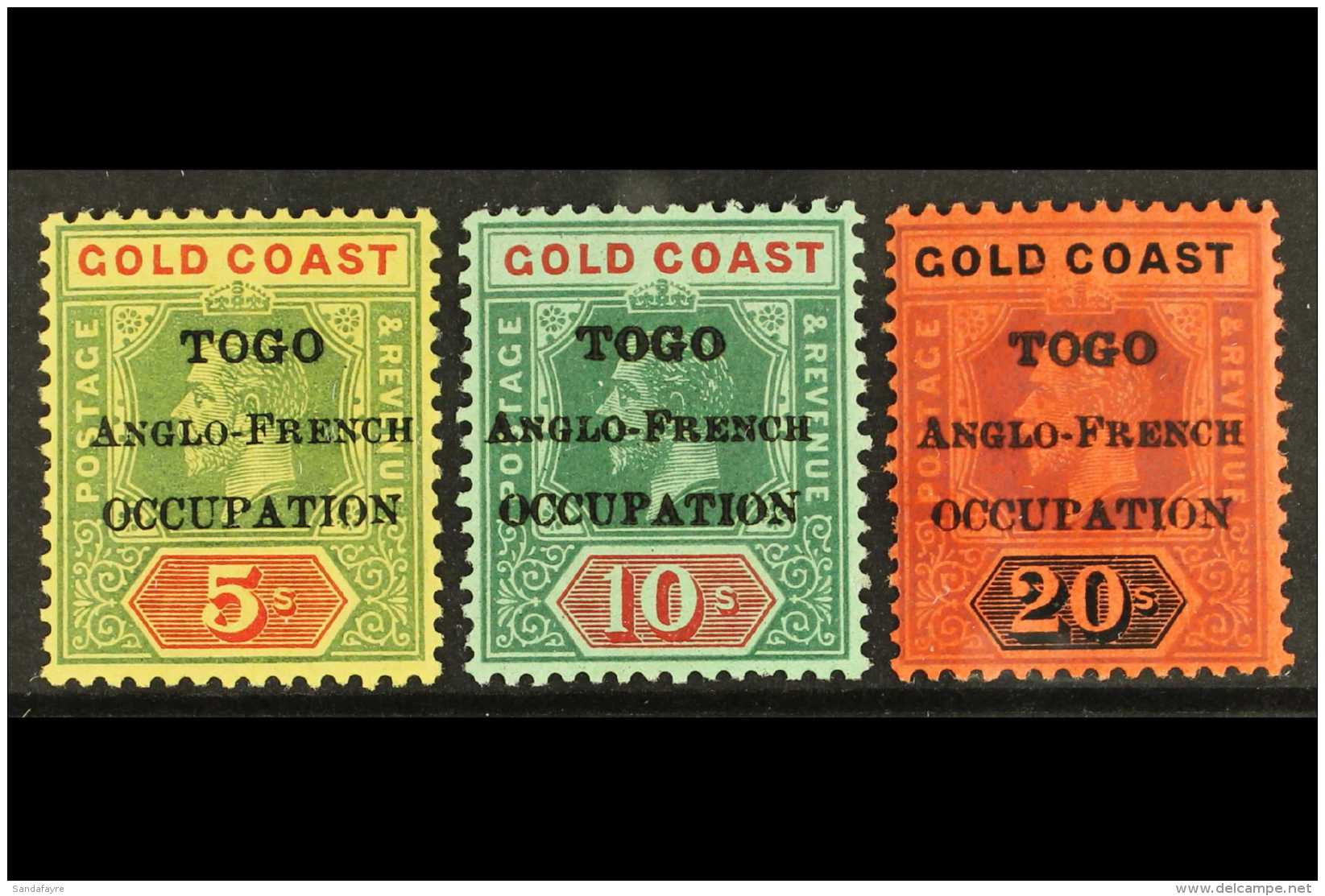 1916-20 15mm Overprint On Gold Coast 5s, 10s And 20s SG H56/58, Fine Mint. (3) For More Images, Please Visit... - Andere & Zonder Classificatie