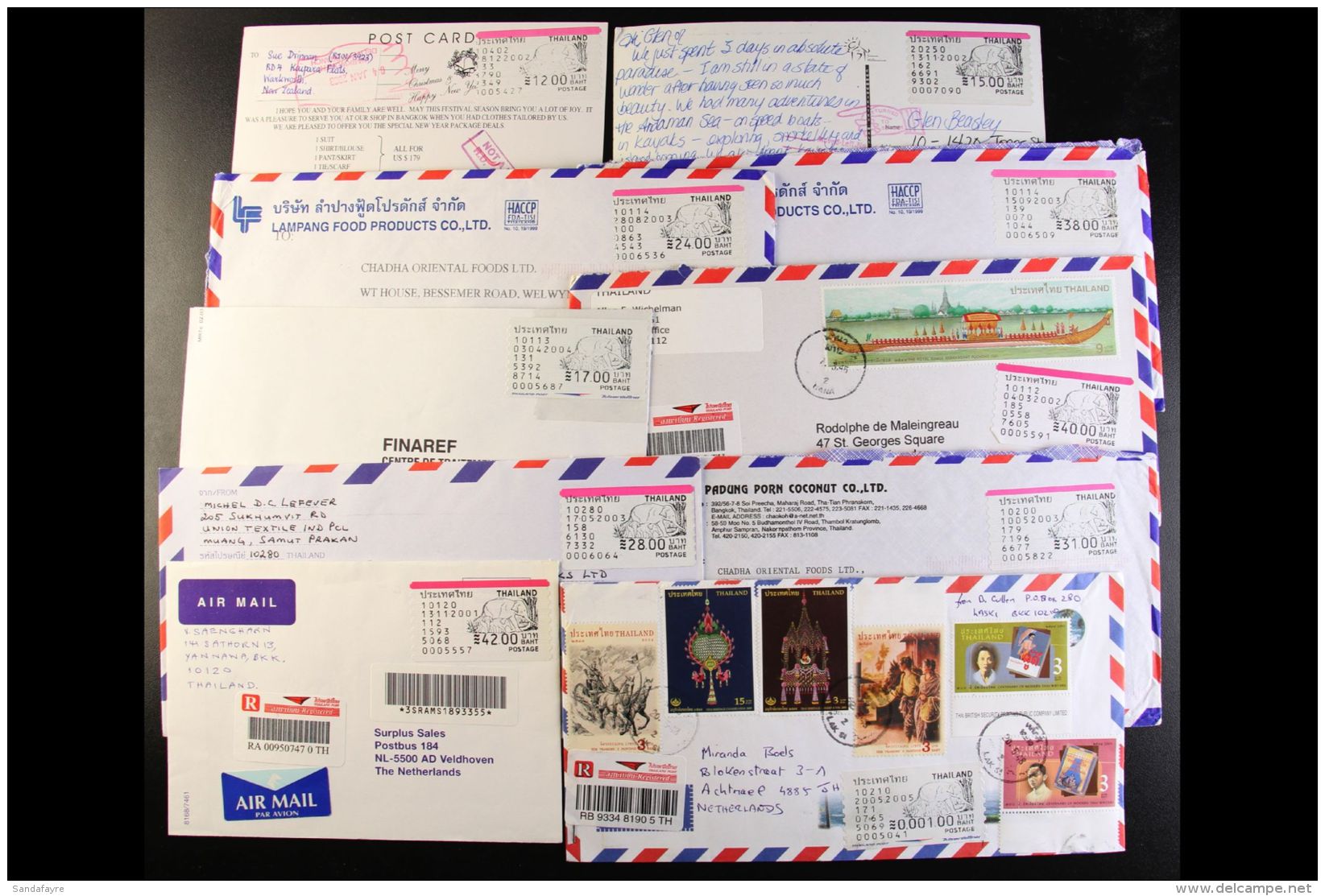 MODERN POSTAL HISTORY 2000-05 Modern Hoard Of Mostly Air Mail Covers To A Wide Range Of Overseas Destinations From... - Thaïlande