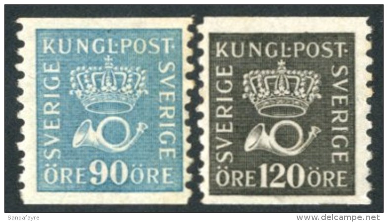 1925 90ore Blue &amp; 120ore Black 'Crown &amp; Posthorn' Definitives, Facit 167a &amp; 171a, Never Hinged Mint.... - Andere & Zonder Classificatie