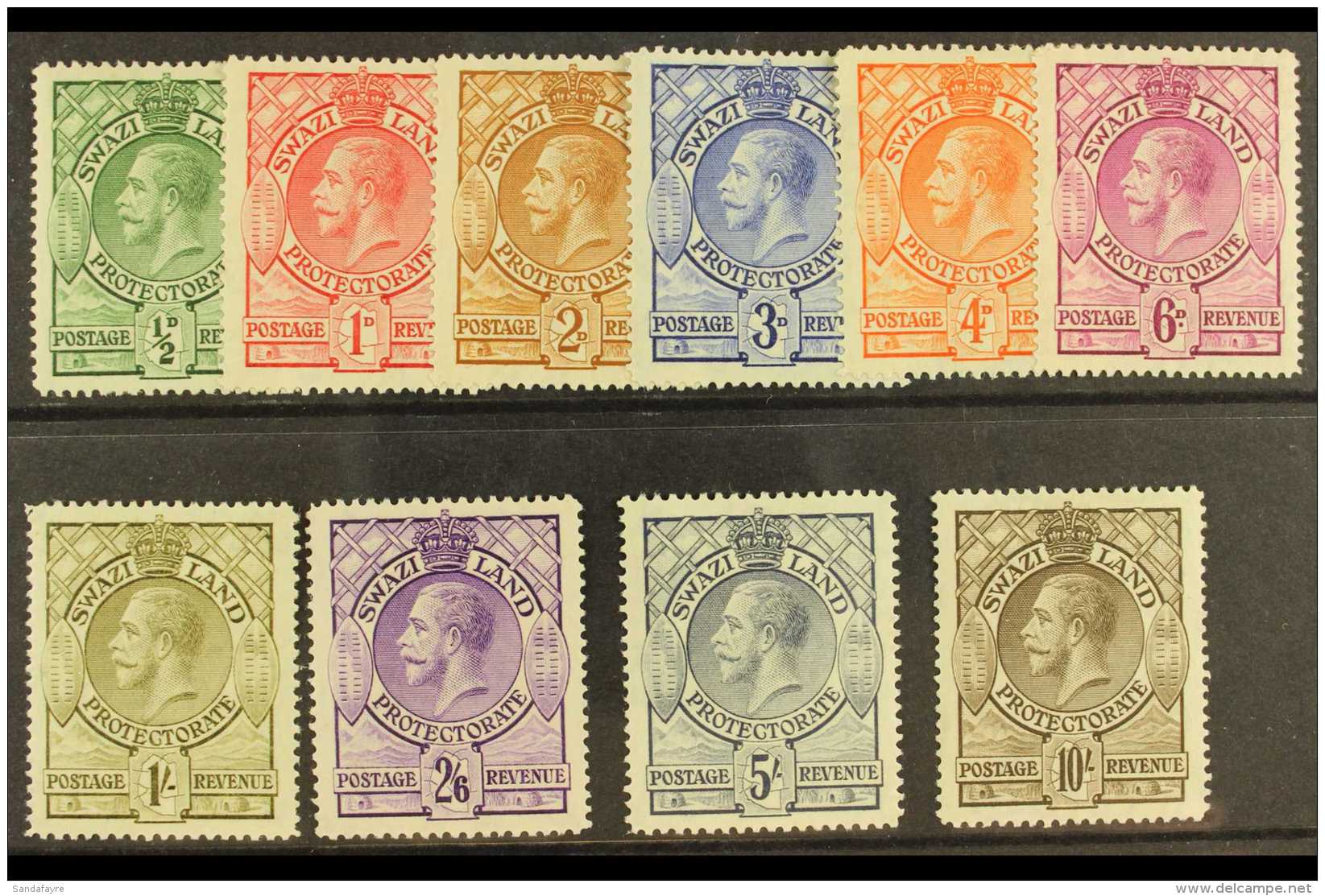 1933 Complete KGV And Shields Set, SG 11/20, Mint With Dealers Marks On Gum. (10) For More Images, Please Visit... - Swaziland (...-1967)