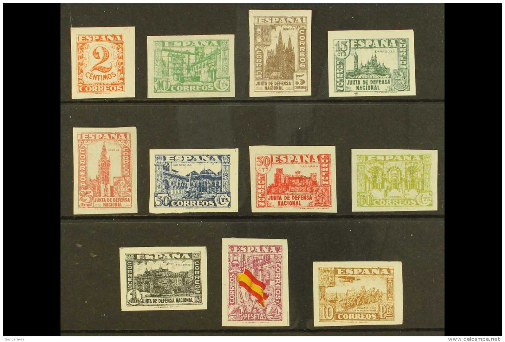 1936 Junta De Defensa Nacional Set Imperf, ED 803s/813s, Less Later 30c Rose 808As, Very Fine Mint. (11 Stamps)... - Andere & Zonder Classificatie