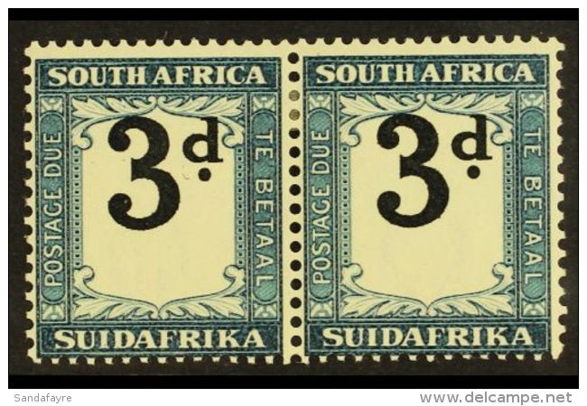 POSTAGE DUE VARIETY 1932-42 3d Black &amp; Prussian Blue, Pair With VALUE SHIFTED UPWARDS (touching Frame At Top),... - Non Classés