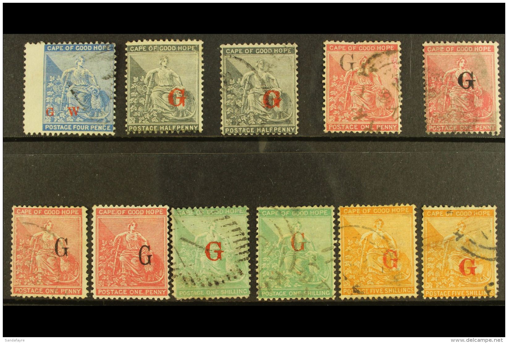 GRIQUALAND WEST 1877-78 USED SELECTION On A Stock Card. Includes 1877 4d "G.W" Ovpt, 1877-8 First Printing... - Zonder Classificatie