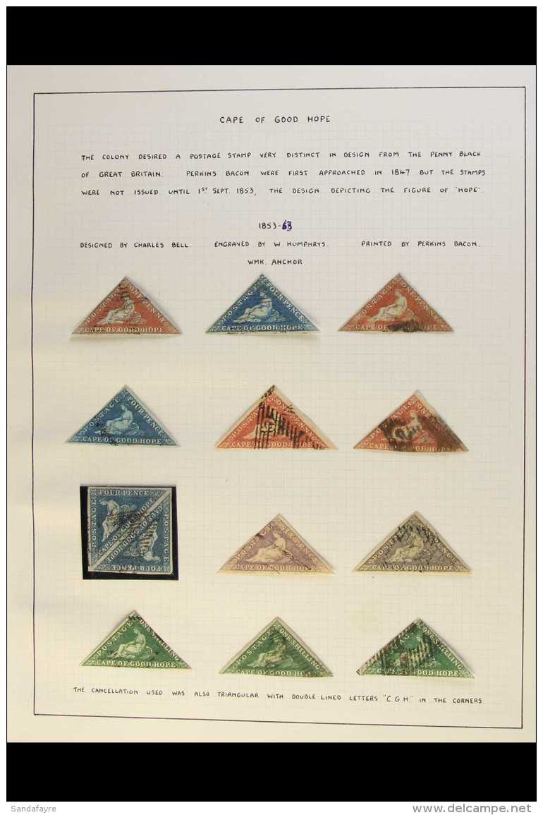 CAPE OF GOOD HOPE 1853-1864 TRIANGULAR STAMPS Attractive Used Collection On Album Leaves, Including Several... - Zonder Classificatie