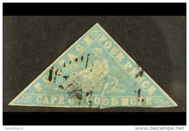 CAPE OF GOOD HOPE 1861 "wood-block" 4d Pale Milky Blue, SG 14, Used, Thinned And A Repaired Tear. Cat... - Non Classés