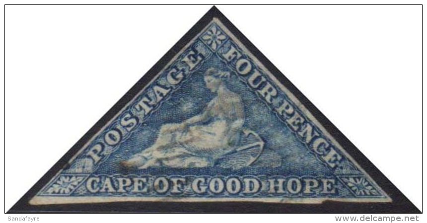 CAPE OF GOOD HOPE 1863-64 4d Steel-blue SG 19c, With Three Margins And Neat Light Cancel, Small Thin And Ink Stain... - Unclassified