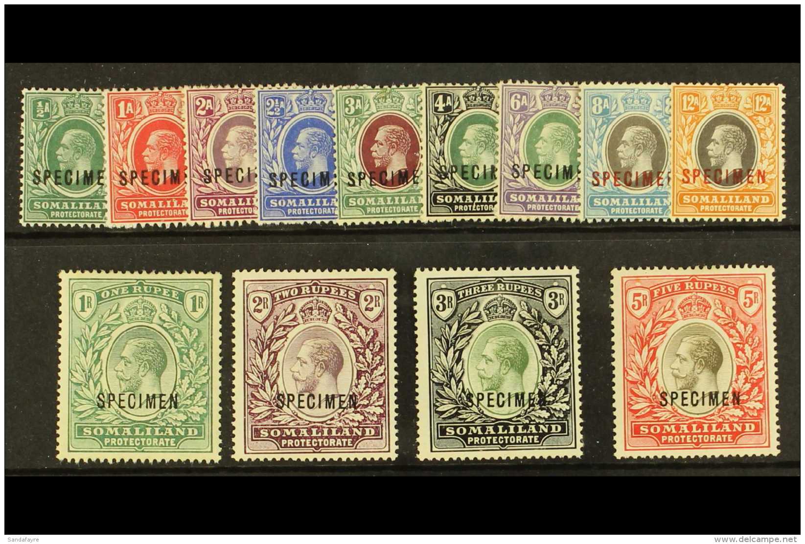 1912 Geo V Set To 5r Overprinted "Specimen", SG 60s/72s, Fine Mint Large Part Og. (13 Stamps) For More Images,... - Somaliland (Protectorat ...-1959)