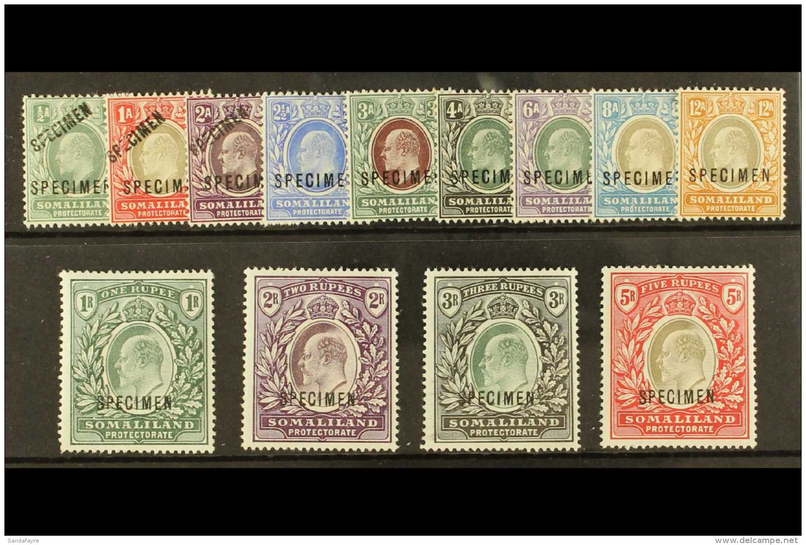 1904 Ed VII Set Complete Overprinted "Specimen", SG 32s/44s, Very Fine And Fresh Mint, Hinge Remainders. (13... - Somaliland (Protectorat ...-1959)