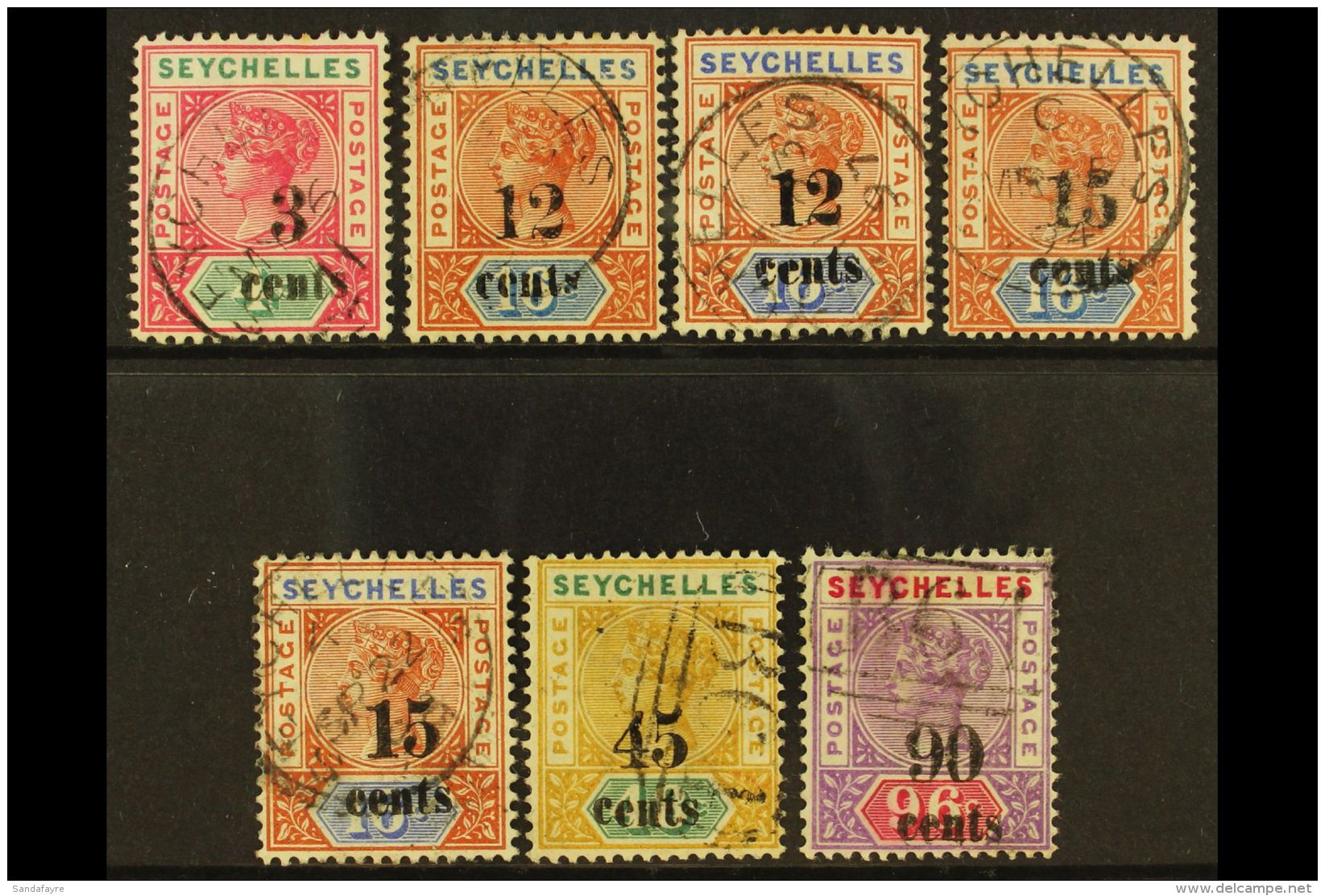 1893 Surcharges Set, SG 15/21, Fine Used. (7) For More Images, Please Visit... - Seychelles (...-1976)