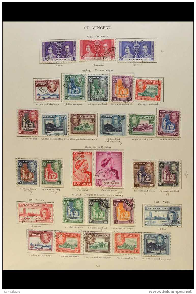 KING GEORGE VI ISSUES COMPLETE 1937-52 Fine Used Collection On An Album Page, SG 146/187, Includes 1938-47 And... - St.Vincent (...-1979)