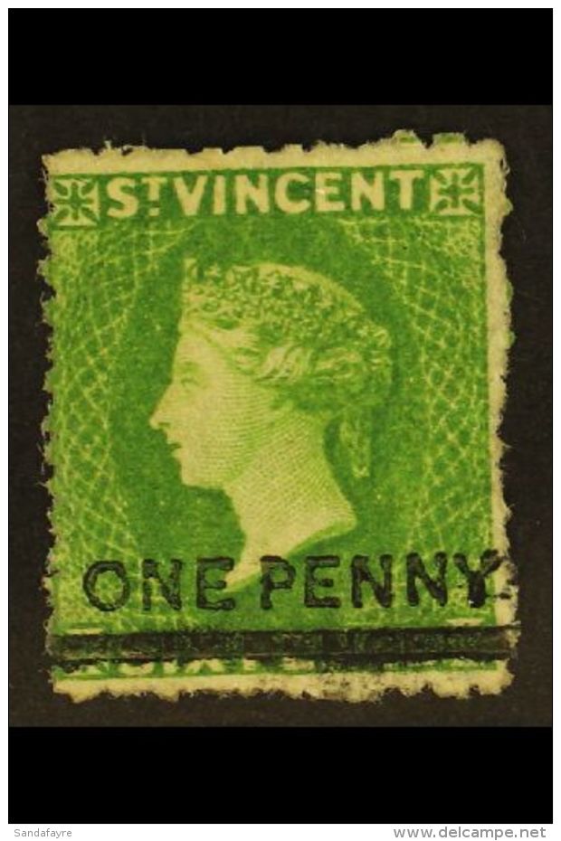1881 1d On 6d Bright Green, SG 34, Fine Mint, Large Part Og. For More Images, Please Visit... - St.Vincent (...-1979)