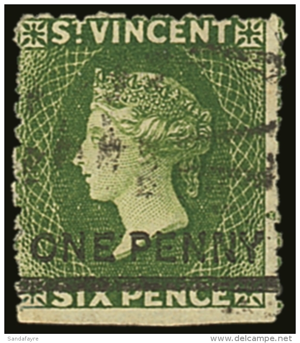 1881 1d On 6d Bright Green, SG 34, Very Fine Used For More Images, Please Visit... - St.Vincent (...-1979)