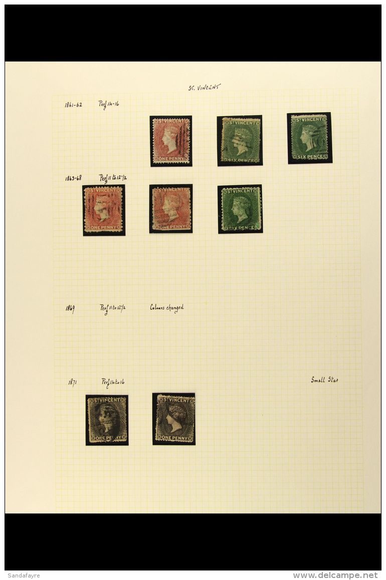 1861-1951 MINT &amp; USED COLLECTION On Leaves, Inc 1861 1d, 1862 6d (x2), 1862-68 1d (x2) &amp; 6d, 1871 1d (x2),... - St.Vincent (...-1979)