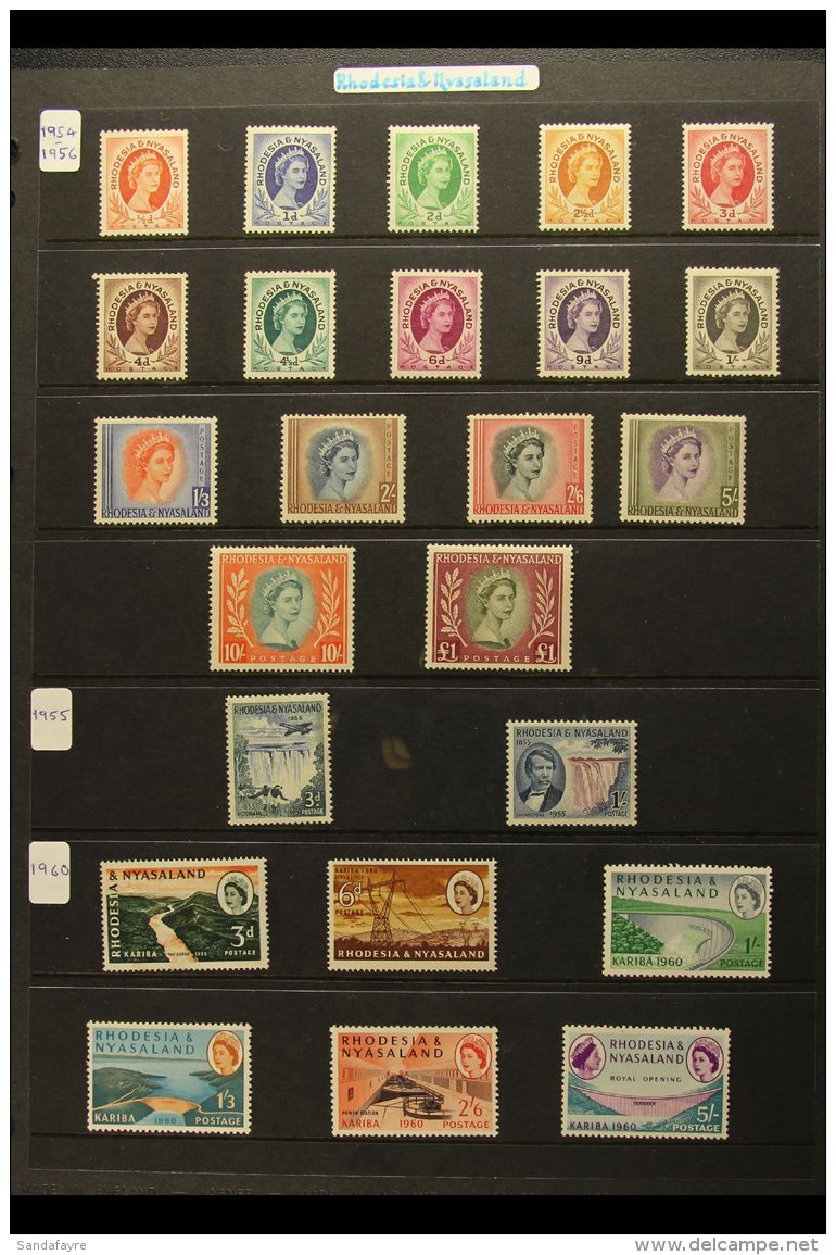 1954-1963 COMPLETE MINT A Very Fine Mint (some Never Hinged) COMPLETE BASIC RUN, SG 1/49. Lovely! (51 Stamps) For... - Rhodésie & Nyasaland (1954-1963)