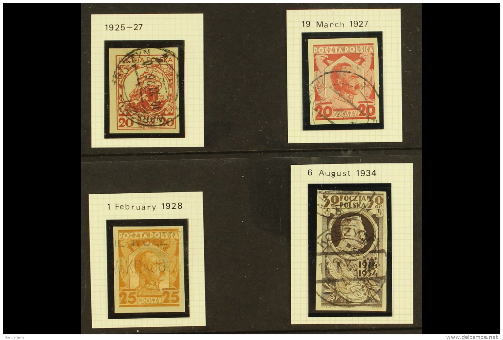 1925-34 IMPERFS A Very Fine Used Group With 1925-27 20gr Red Galleon, Michel 239U, 1927 20gr Carmine Pilsuski,... - Andere & Zonder Classificatie