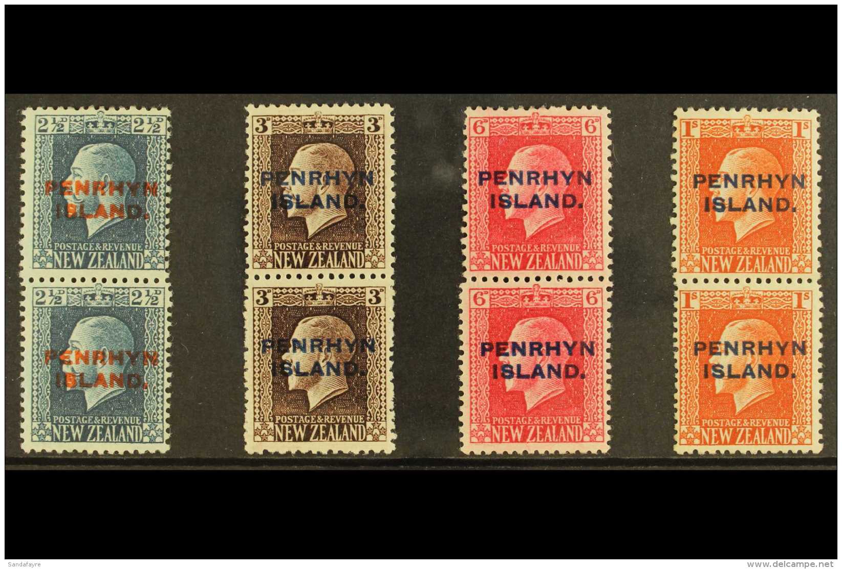 1917-20 Vertical Pairs With Mixed Perfs, The Complete Set, SG 24b/27b, Very Fine Mint (4 Pairs) For More Images,... - Penrhyn