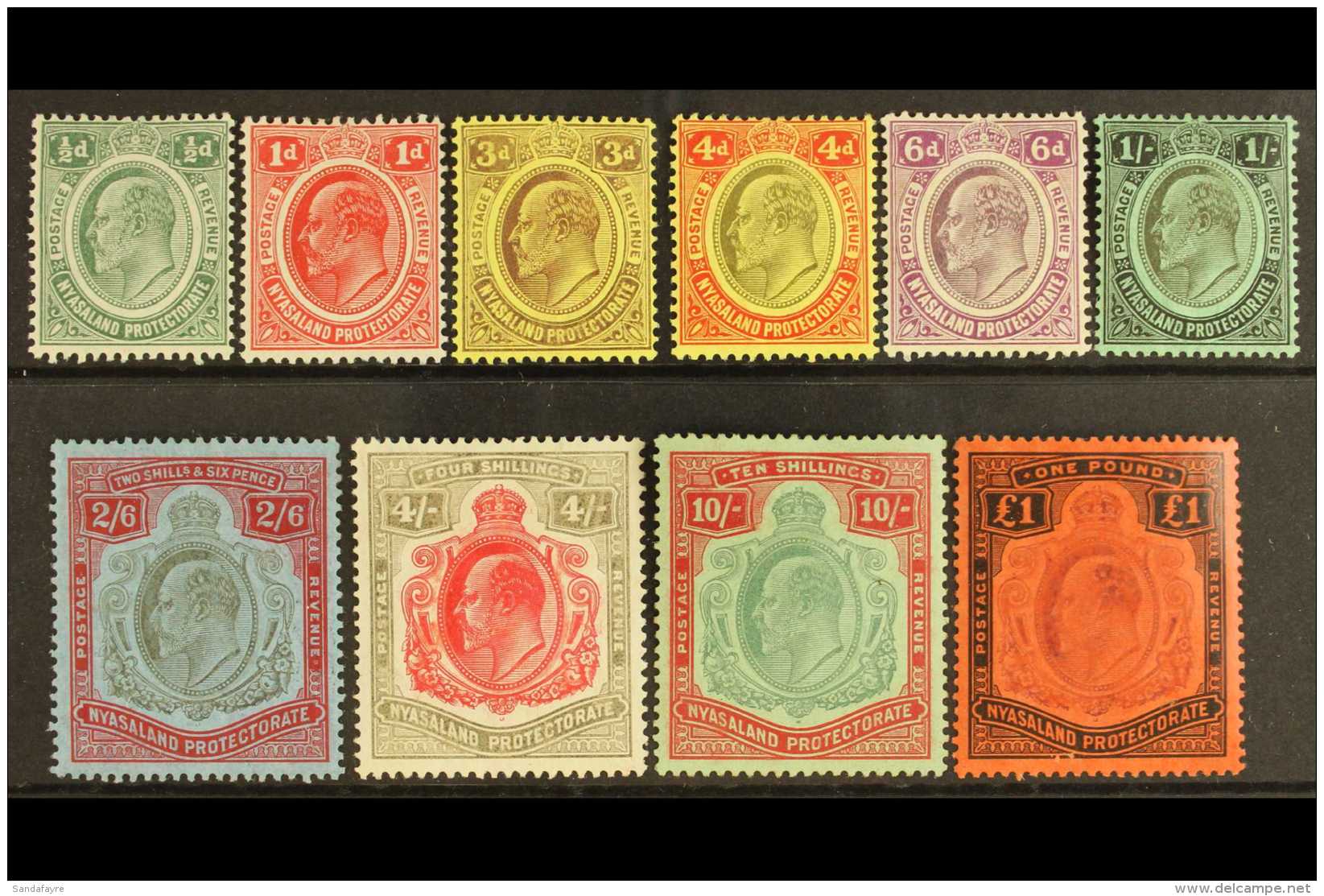 1908-11 Definitives Set Complete, SG 72/81, Fine Mint (10 Stamps) For More Images, Please Visit... - Nyassaland (1907-1953)