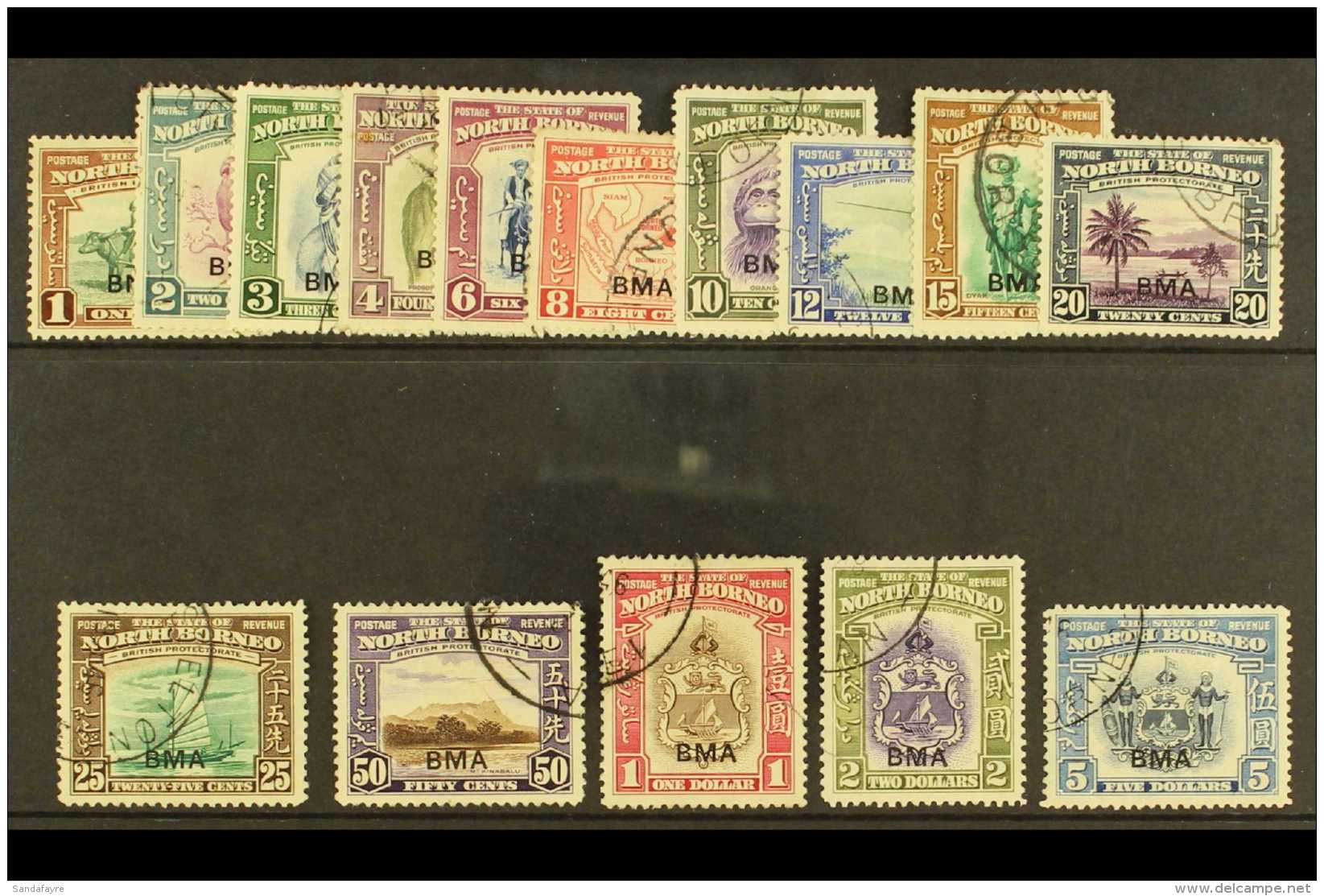 1945 "BMA" Overprints Complete Set, SG 320/334, Very Fine Used. (15 Stamps) For More Images, Please Visit... - Noord Borneo (...-1963)