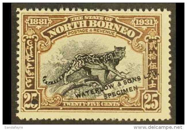 1931 25c Clouded Leopard BNBC Anniversary SAMPLE COLOUR TRIAL In Black And Brown (issued In Black And Violet),... - Borneo Del Nord (...-1963)