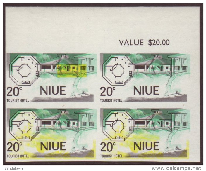 1975 20c Tourist Hotel Issues, SG 197, IMPERF PROOF Marginal Block Of 4, Superb Never Hinged Mint (1 Block Of 4)... - Niue