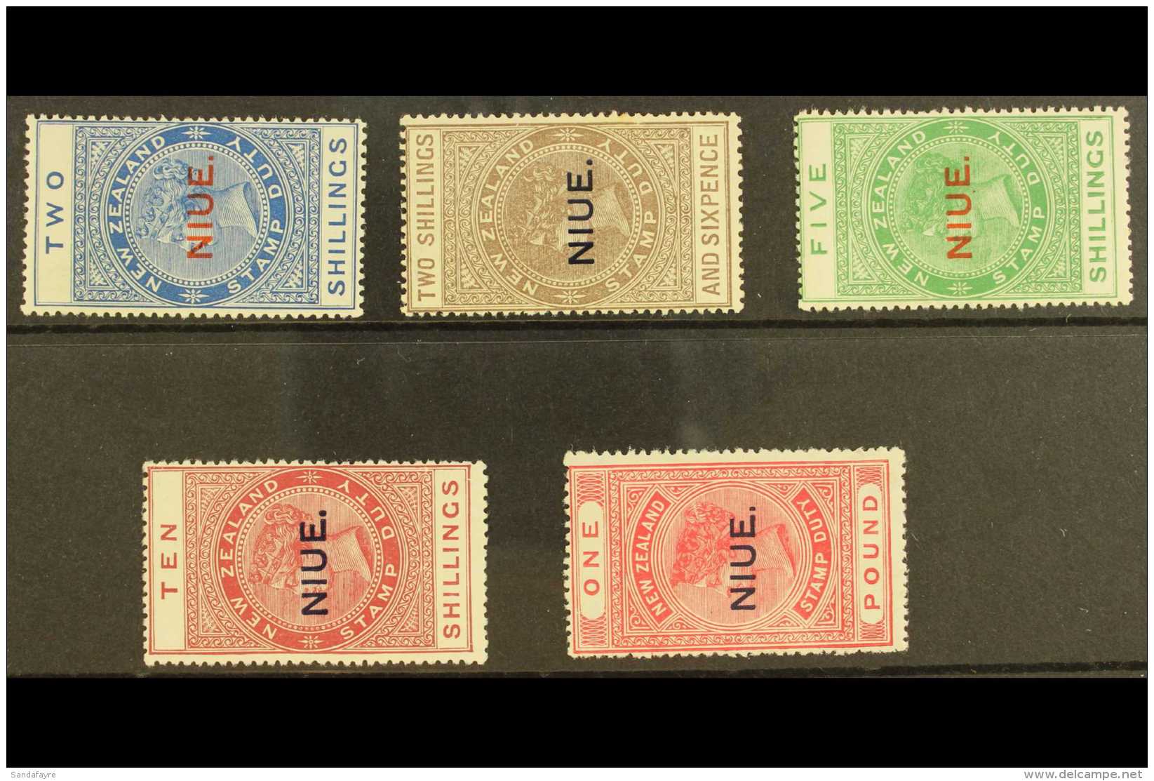 1918-29 Tall 2s To &pound;1 Postal Fiscals, SG 33/37, Fine Mint. (5) For More Images, Please Visit... - Niue