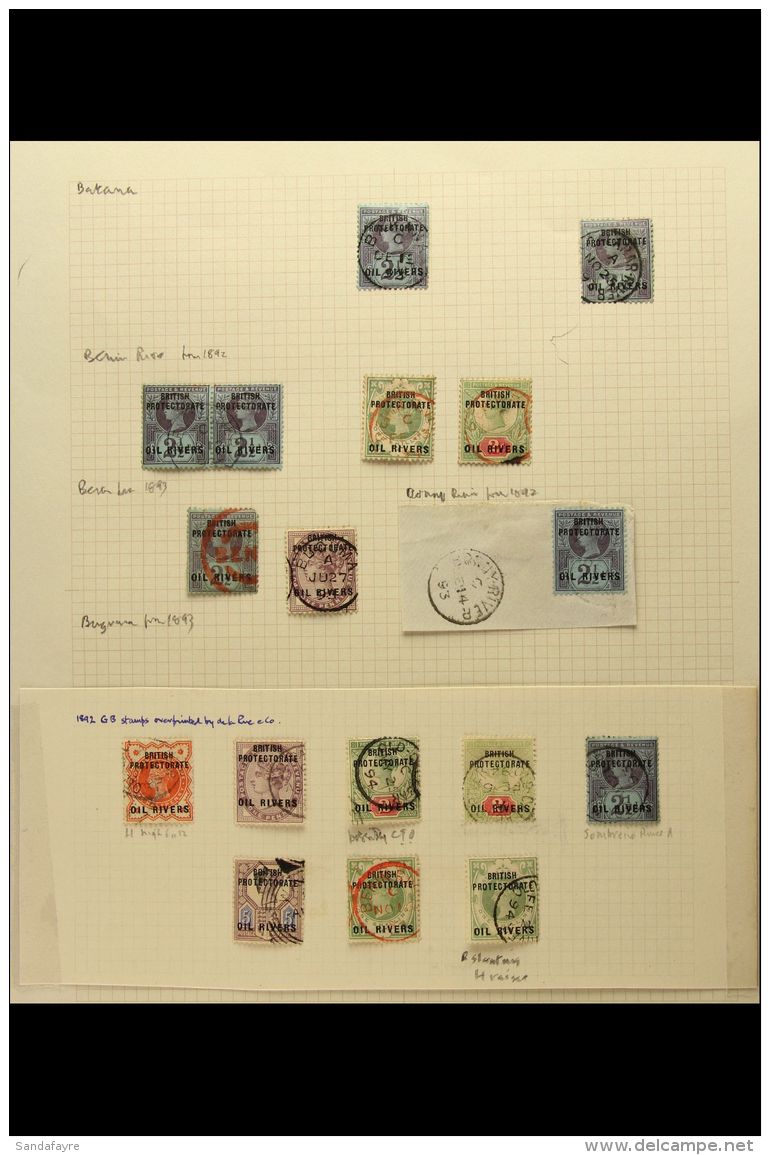 OIL RIVERS 1892-94 POSTMARK COLLECTION. Includes All Values Of The 1892-94 Opt'd Set To 3 X 1s (SG 1/6)  With... - Andere & Zonder Classificatie