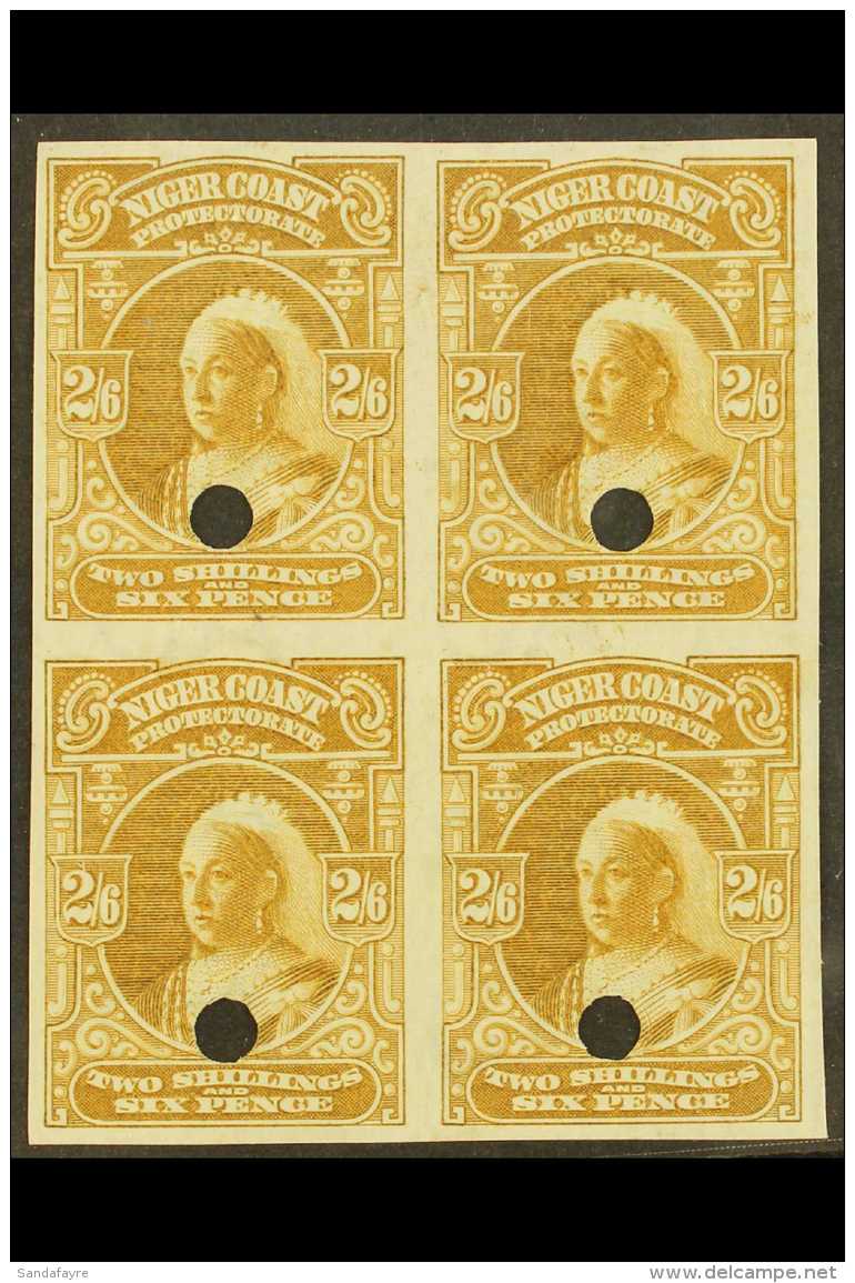 1897-98 (watermark Crown CA) 2s6d Olive- Bistre (as SG 73) - An IMPERF PLATE PROOF BLOCK OF FOUR On Ungummed... - Autres & Non Classés