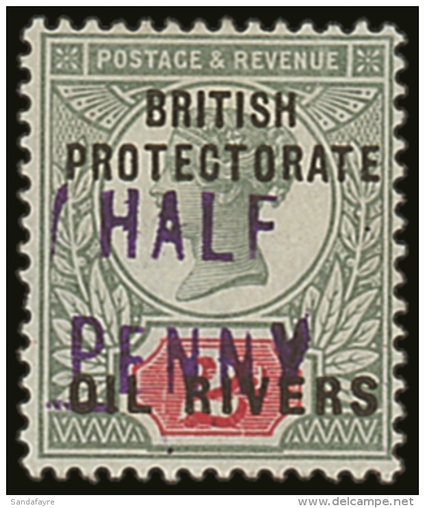 1893 &frac12;d On 2d Green And Carmine, Type 6 Surcharge In Violet, SG 18, Very Fine Mint. BPA Certificate. For... - Andere & Zonder Classificatie