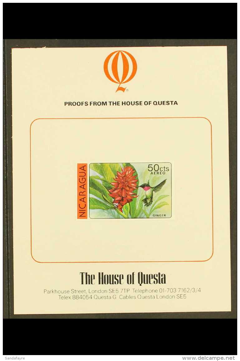 1979 "HOUSE OF QUESTA" PROOF CARD 1979 50c "Ginger Plant And Broad-tailed Hummingbird", As SG 2202, A Superb... - Nicaragua