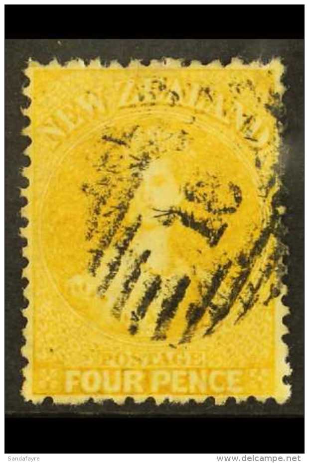 1866 4d Yellow Perf 12&frac12;, Wmk Large Star, Used With Near- Perfect Centering Which Is Almost Unheard Of With... - Autres & Non Classés