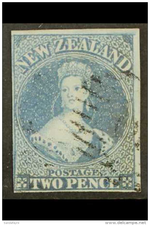 1855 2d Blue On Blue Paper, Imperf, SG 5, Very Fine Used With 4 Margins &amp; Attractive Cancellation. For More... - Andere & Zonder Classificatie