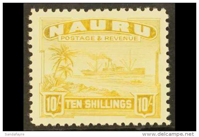1937-48 10s Yellow Freighter, SG 39B, Fine Mint. For More Images, Please Visit... - Nauru