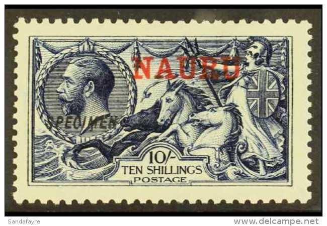 1916 10s Indigo- Blue Waterlow Seahorse With "SPECIMEN" Overprint, SG 18s, Never Hinged Mint. This Is A "Specimen"... - Nauru